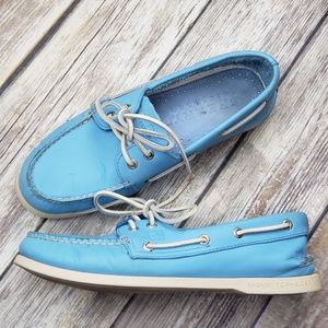 light blue boat shoes